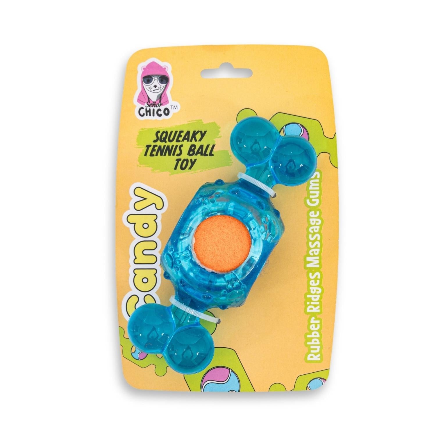 Blue Candy-Inspired TPR Squeaky Tennis Ball Dog Chew Toy-0