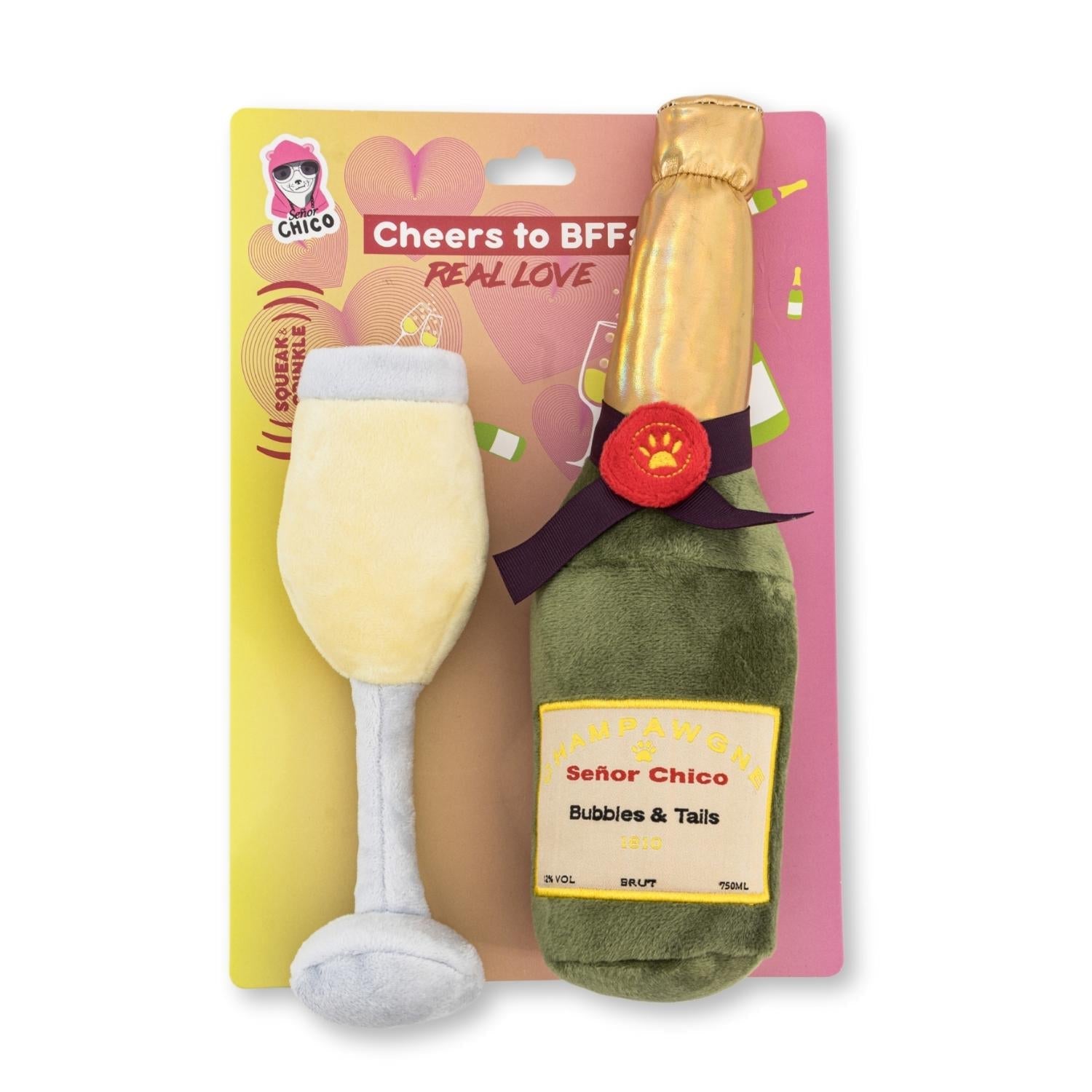 Champawgne-Cheers Crinkle and Squeaky Plush Dog Toy Combo-1