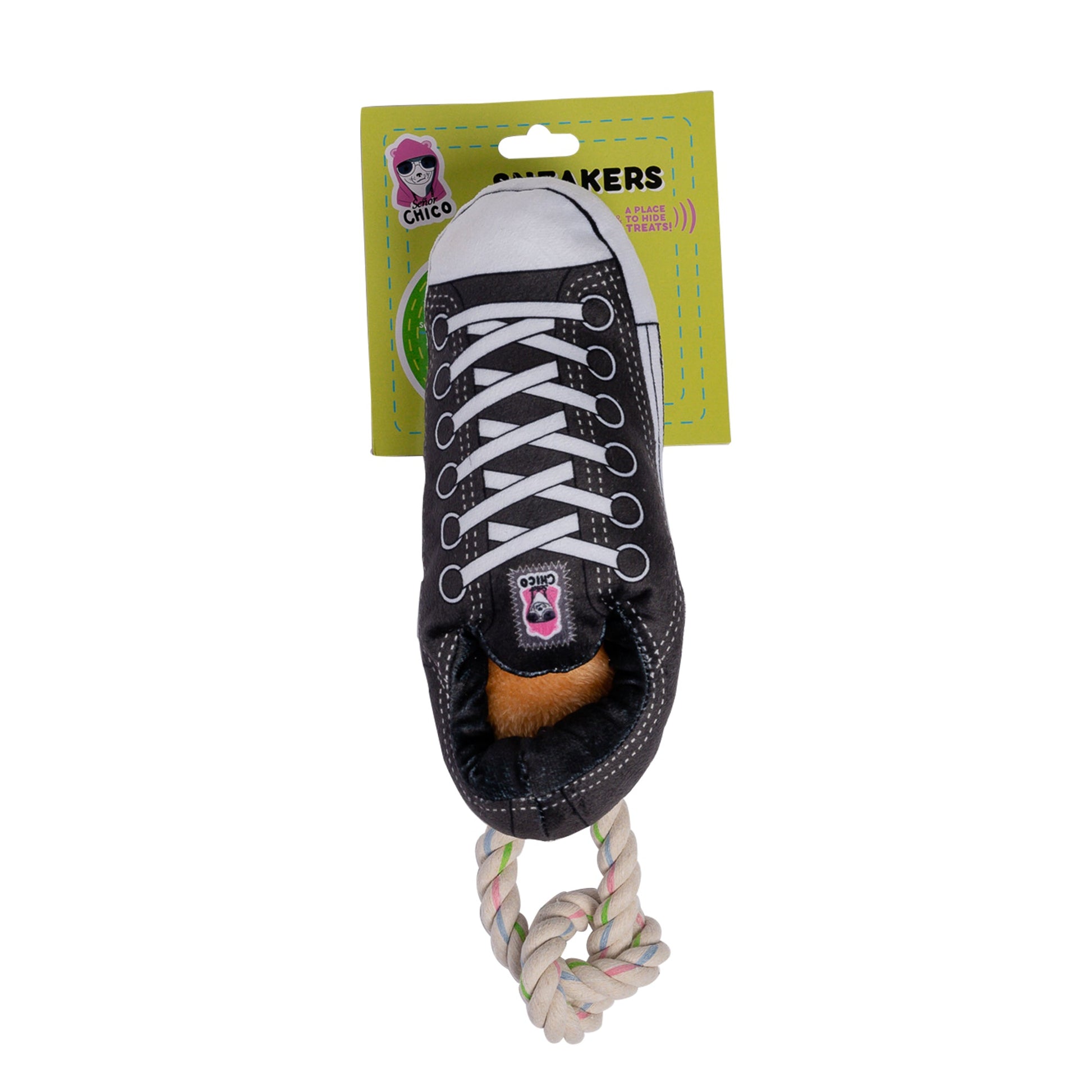 Squeaking Comfort Plush Sneaker Dog Toy - Black-2