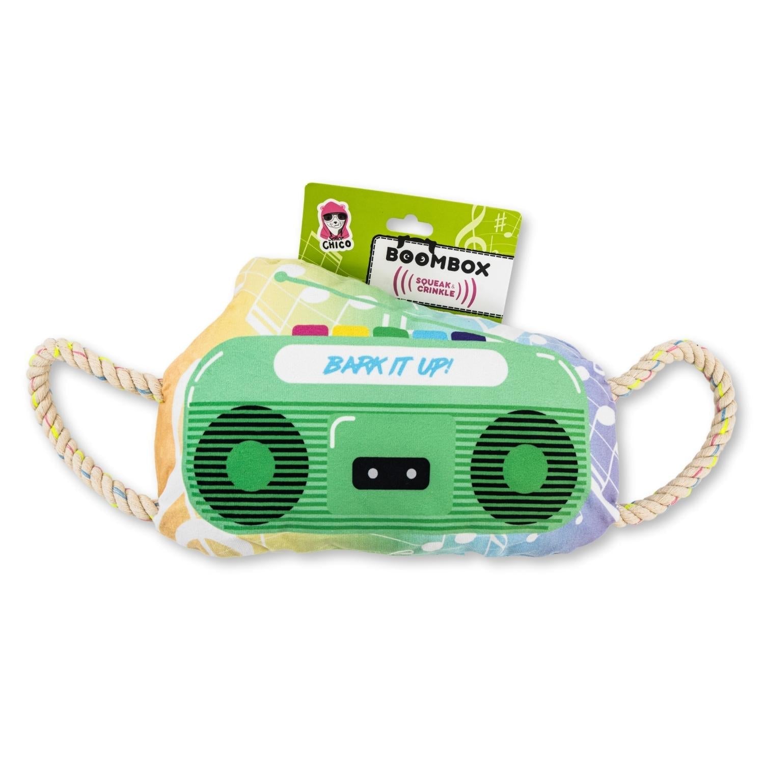 Retro Boombox Plush Dog Toy with Crinkle and Squeak Features-0