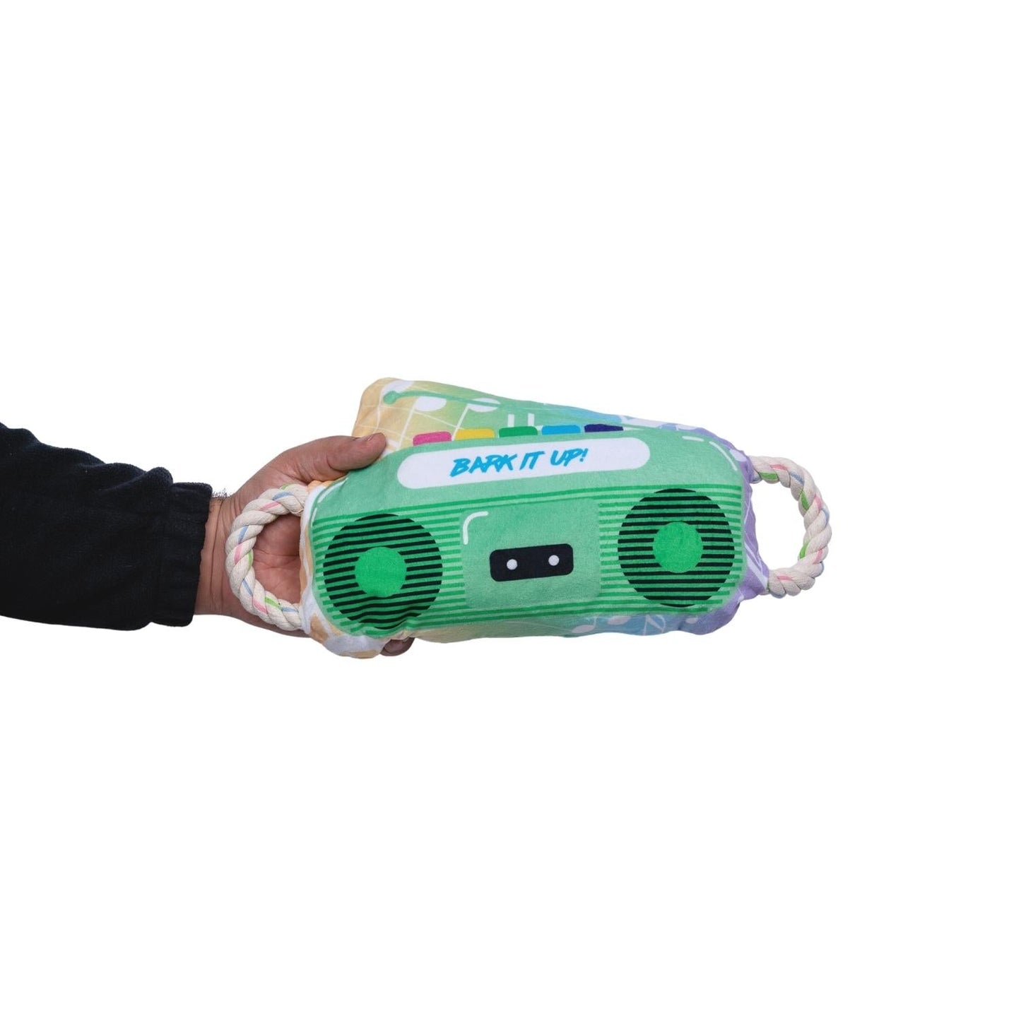 Retro Boombox Plush Dog Toy with Crinkle and Squeak Features-3