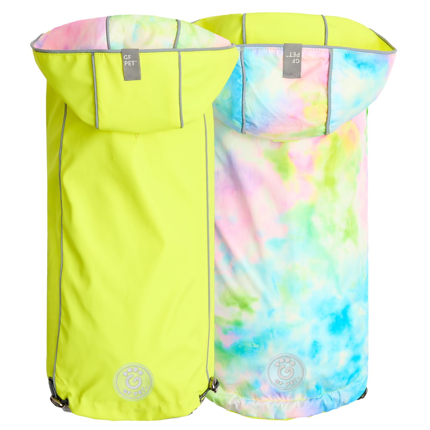 Reversible Raincoat - Neon Yellow with Tie Dye-0