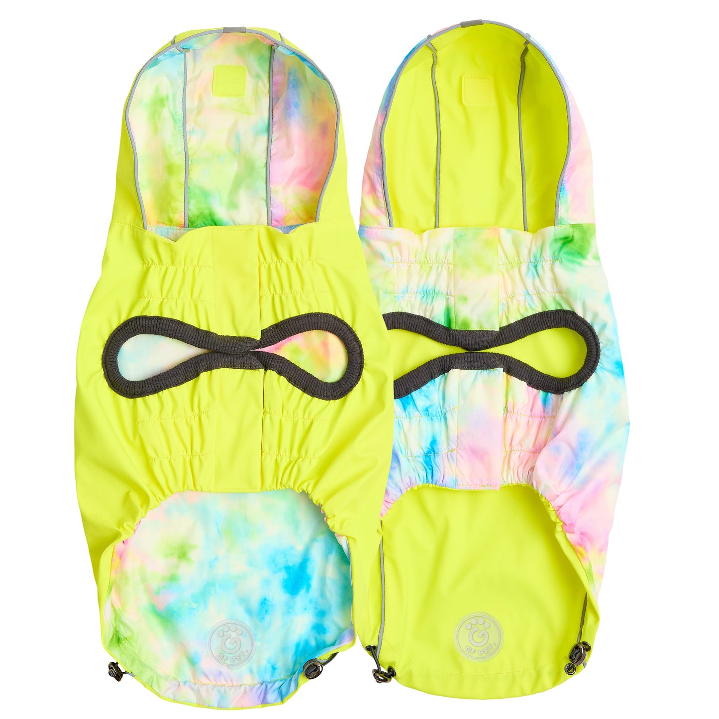 Reversible Raincoat - Neon Yellow with Tie Dye-2