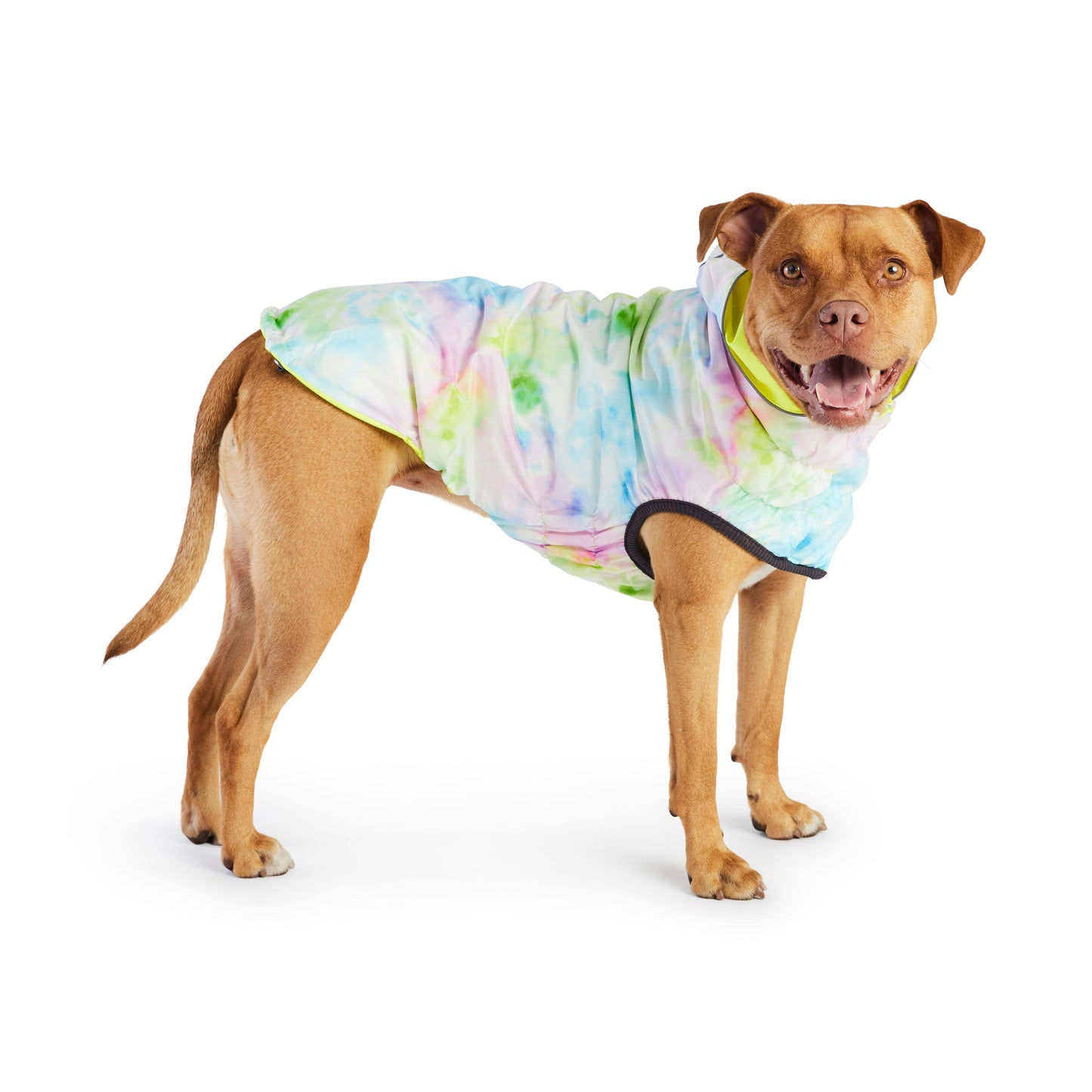 Reversible Raincoat - Neon Yellow with Tie Dye-3