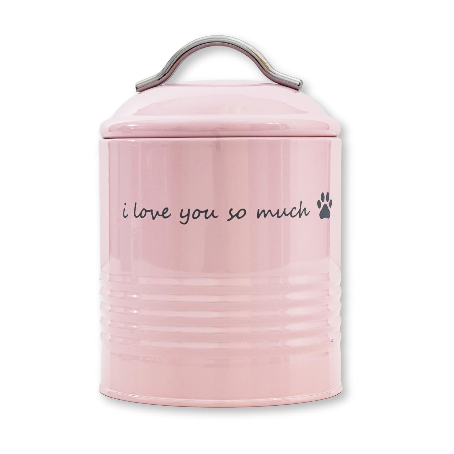 I Love You So Much Dog Treat Canister Gift Set - Pink-1