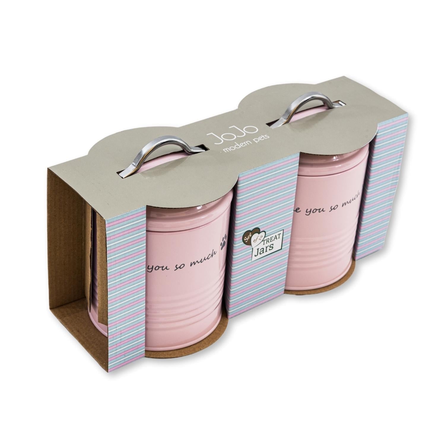 I Love You So Much Dog Treat Canister Gift Set - Pink-3