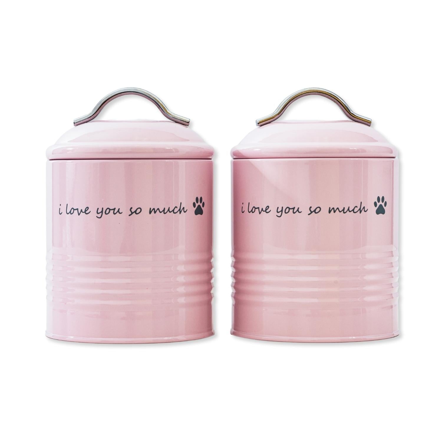 I Love You So Much Dog Treat Canister Gift Set - Pink-0