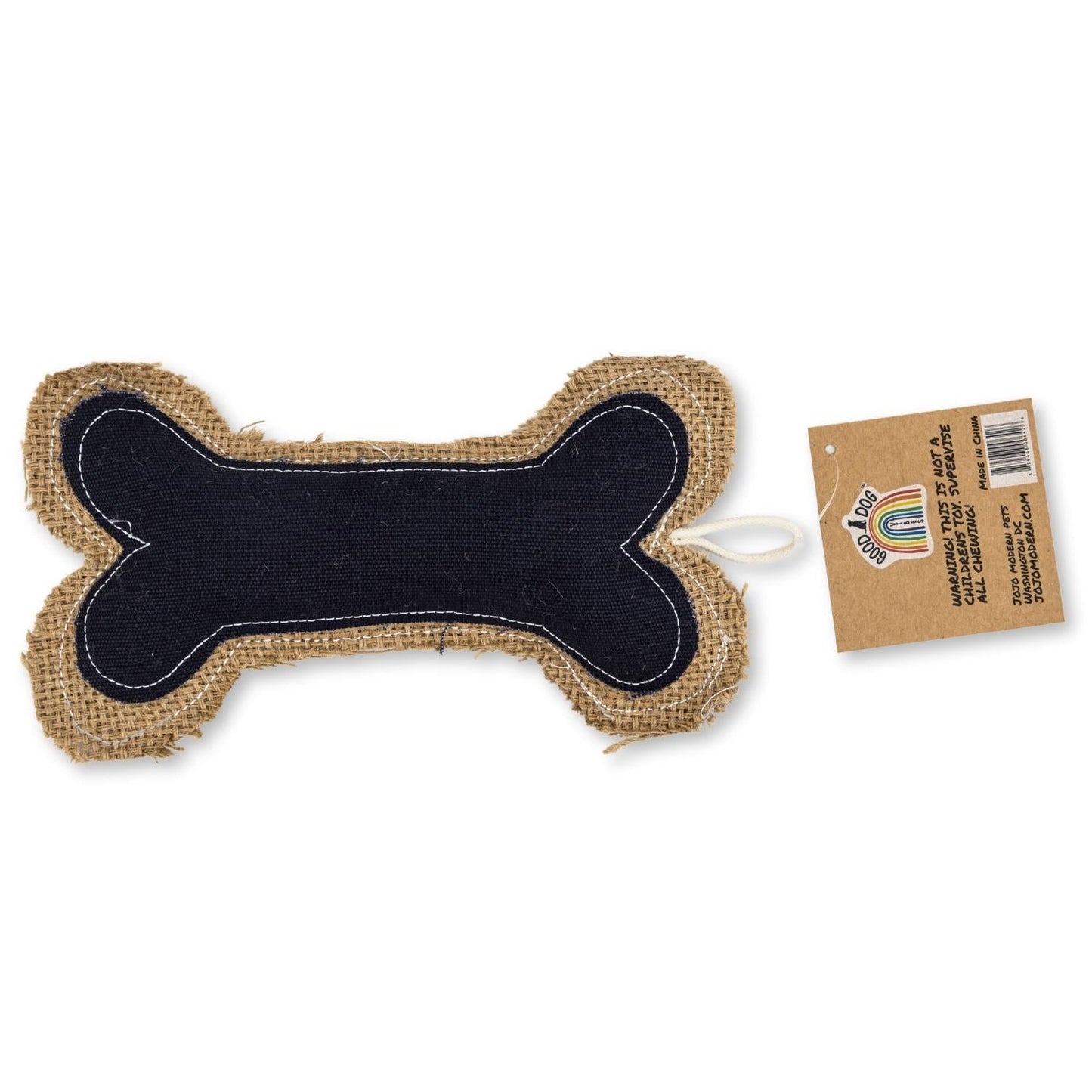 Sustainable Jean Leather-Jute Bone Pillow Dog Chew Toy-1