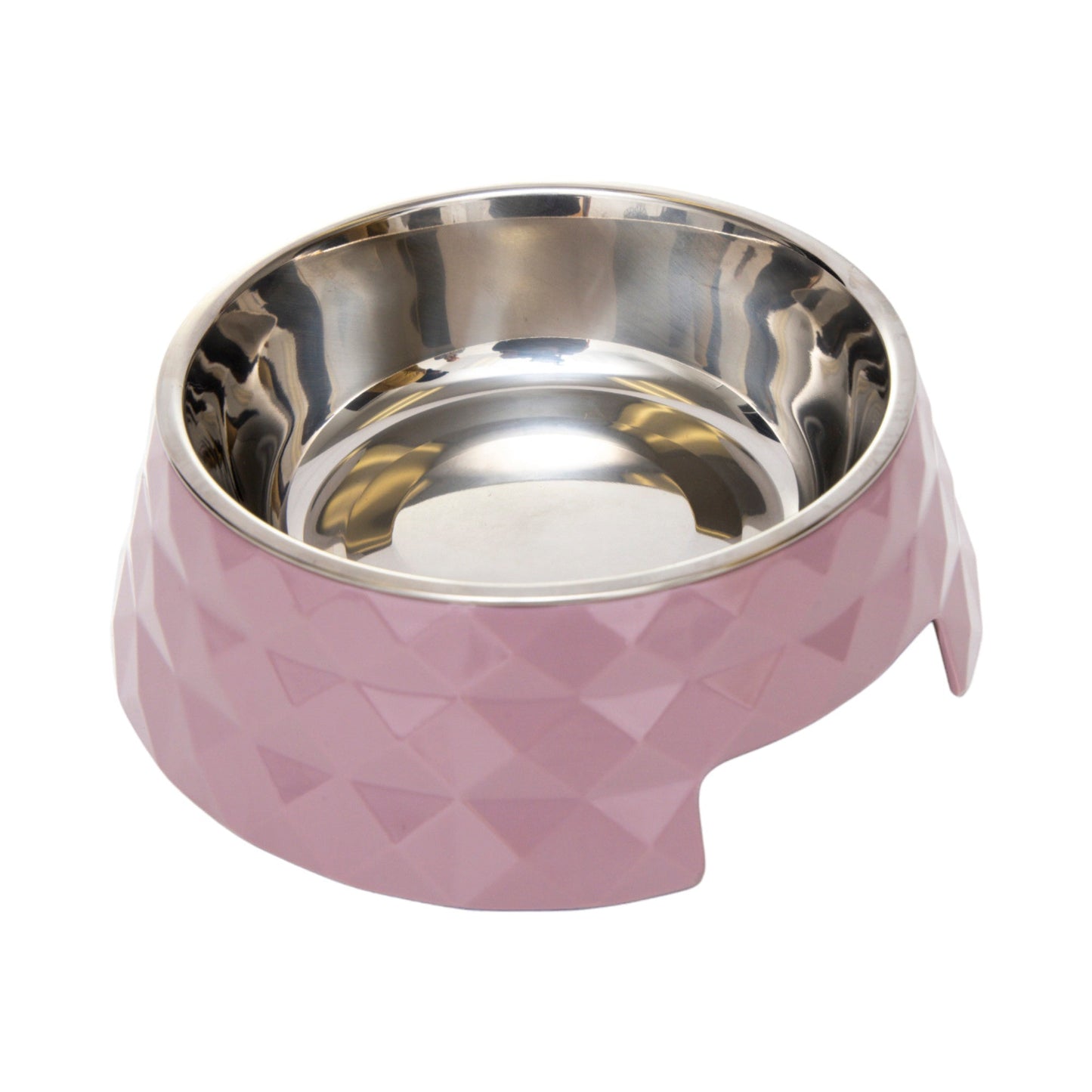 Diamond Melamine Stainless Steel Dog Bowl (Wood Rose)-0