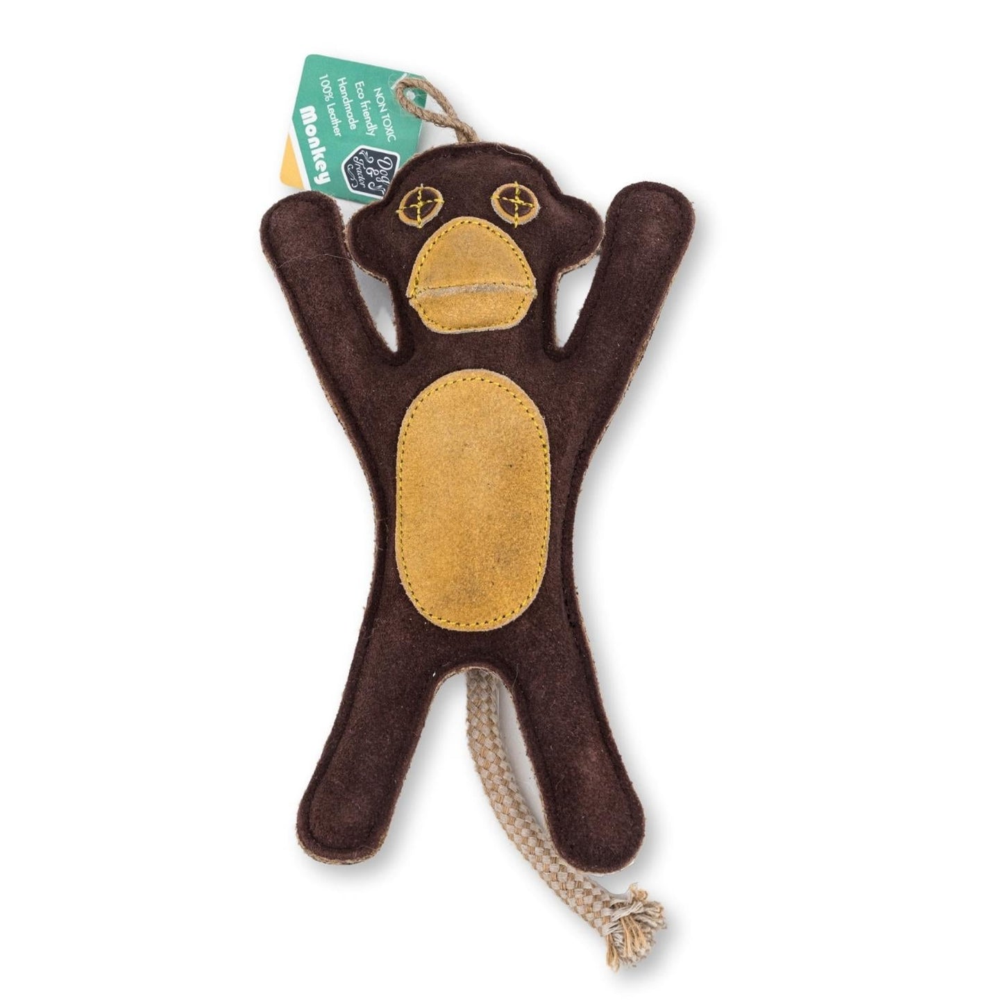 Go Green: Sustainable Natural Leather Monkey Chew Dog Toy-1