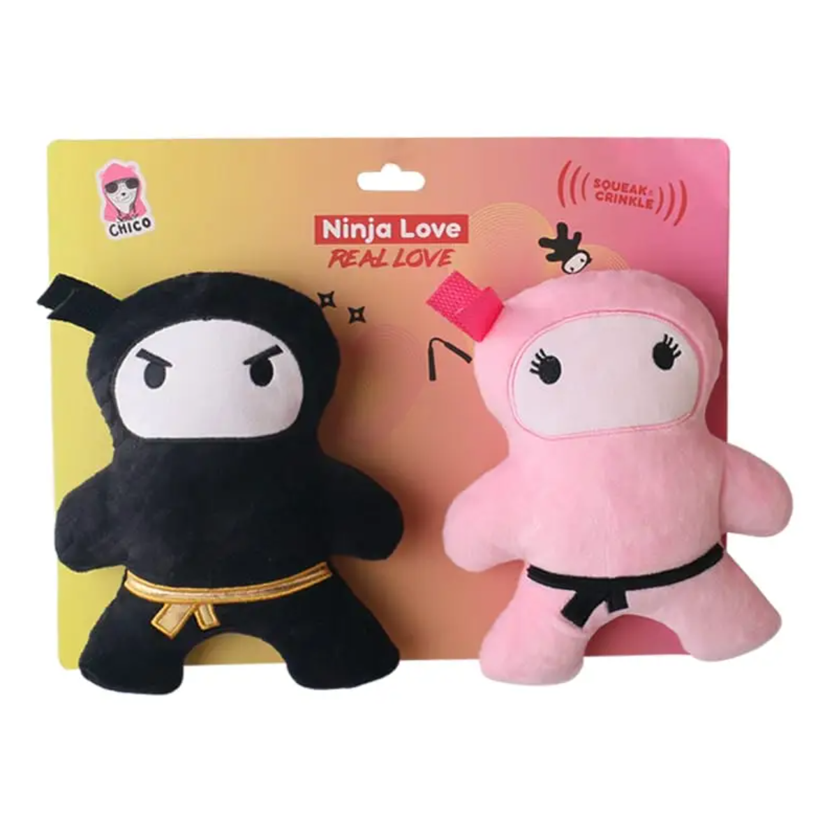 Ninja Love Crinkle and Squeaky Plush Dog Chew Toy Gift Set-1