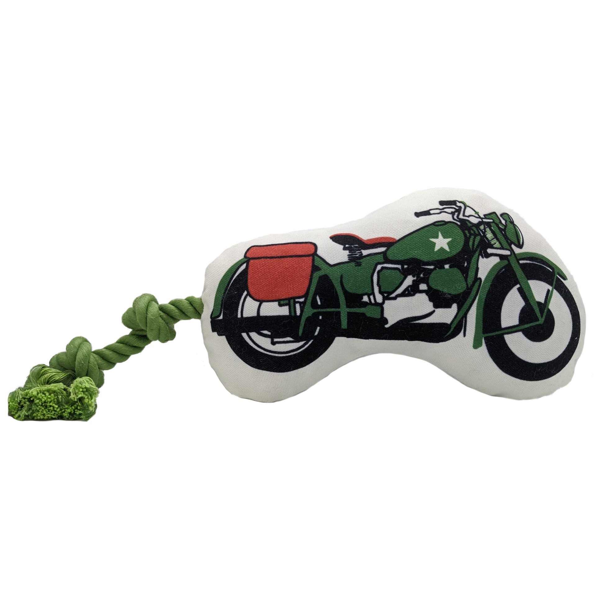 Retro Army Motorcycle Plush Dog Toy With Durable Stitching-0