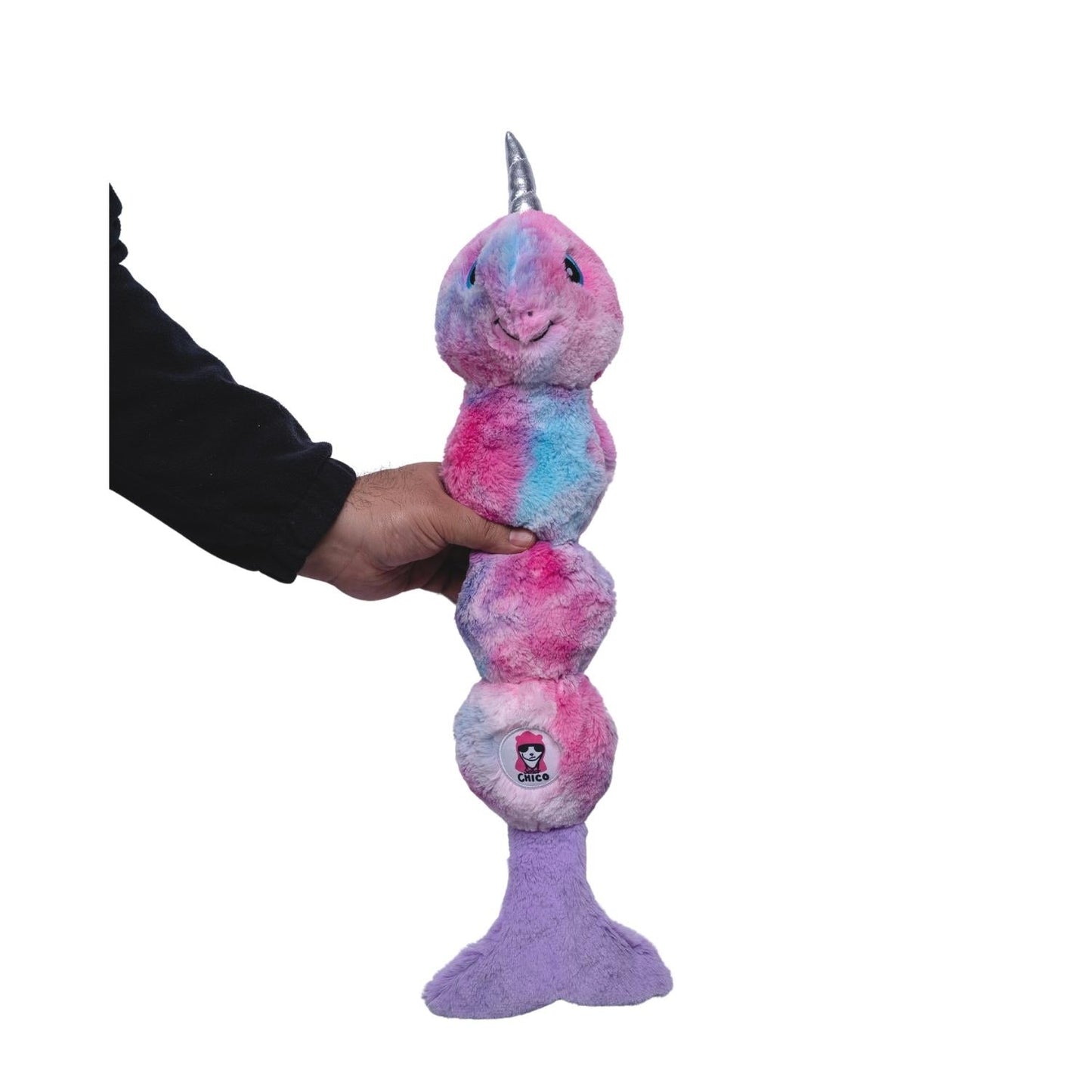 Furry Friends: Narwal Durable Plush Dog Toy in Tie-Dye Magic-1