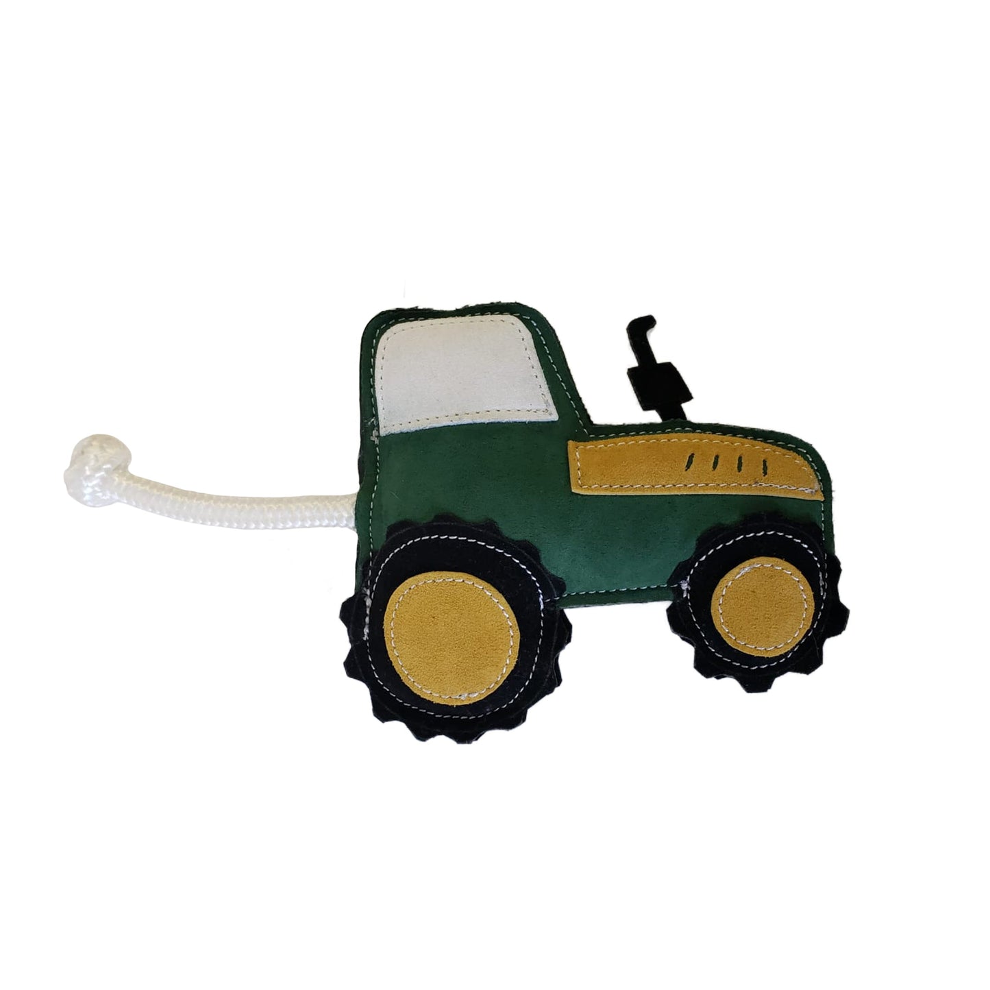 Vegan Leather Green Tractor Eco-Friendly Dog Toy - Non Toxic-0