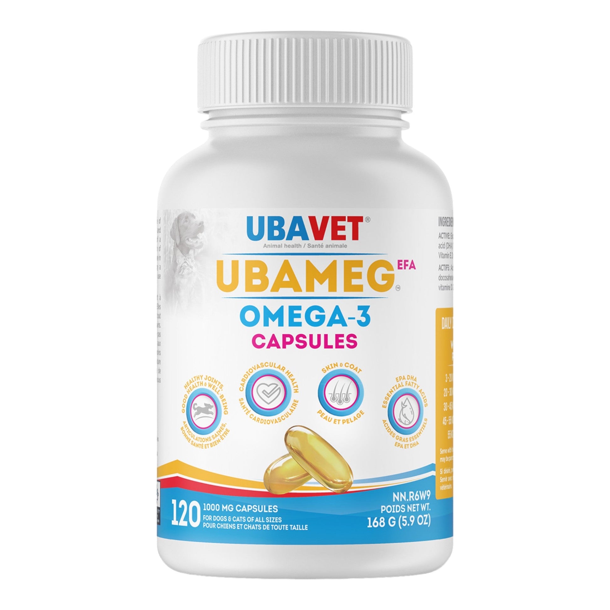 UBAVET Ubameg EFA 1000mg Omega-3 Fatty Acid Capsules for Dogs & Cats (120 caps)-3