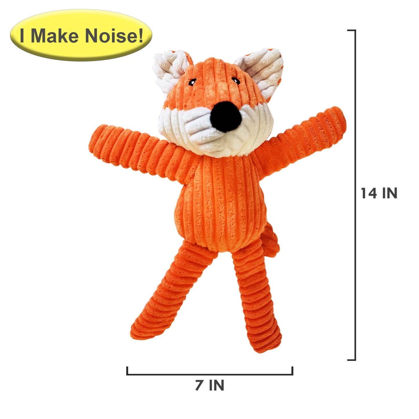 Playful Plush Pal: Victor The Fox Corduroy Squeaker Dog Toy-1