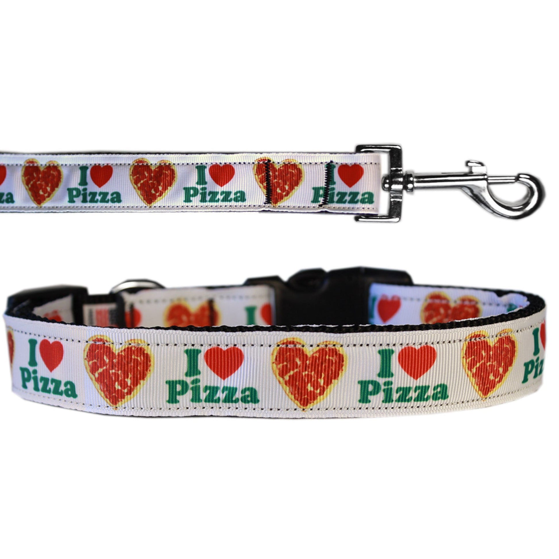 Pet Dog & Cat Nylon Collar or Leash, "Pizza Party"-0