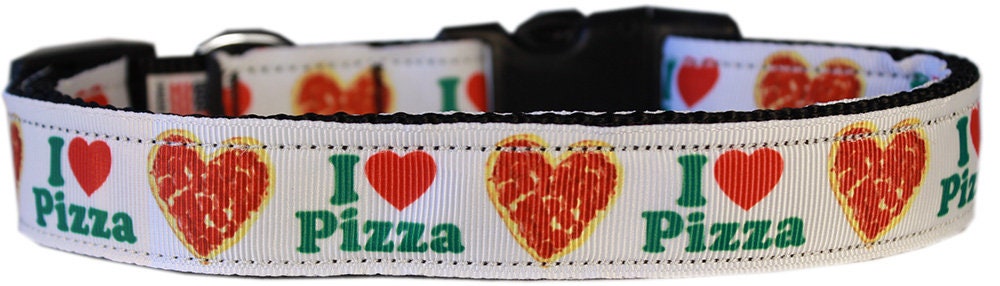 Pet Dog & Cat Nylon Collar or Leash, "Pizza Party"-3