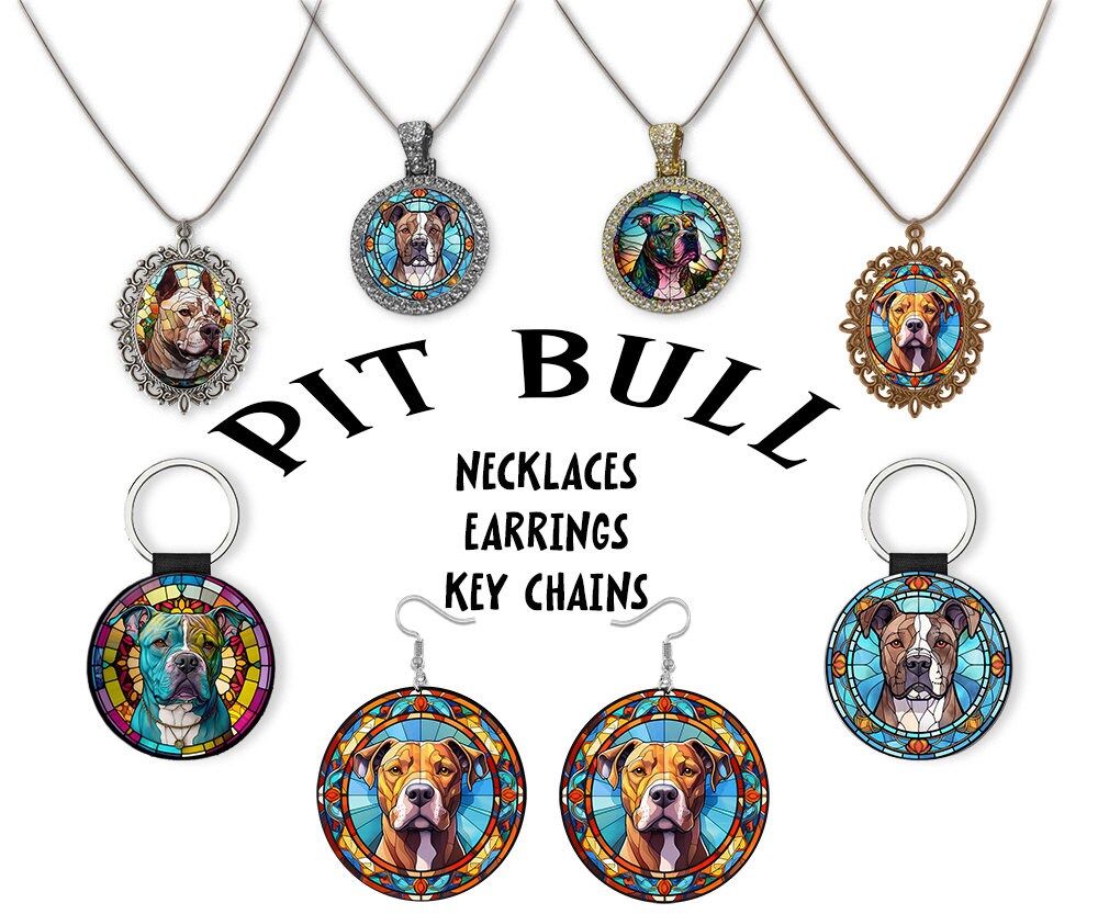 Pit Bull Jewelry - Stained Glass Style Necklaces, Earrings and more!-0