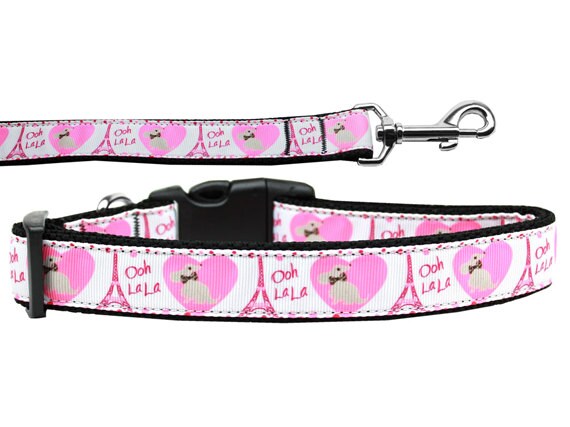 Pet Dog & Cat Nylon Collar or Leash, "Oh La La Paris"-0