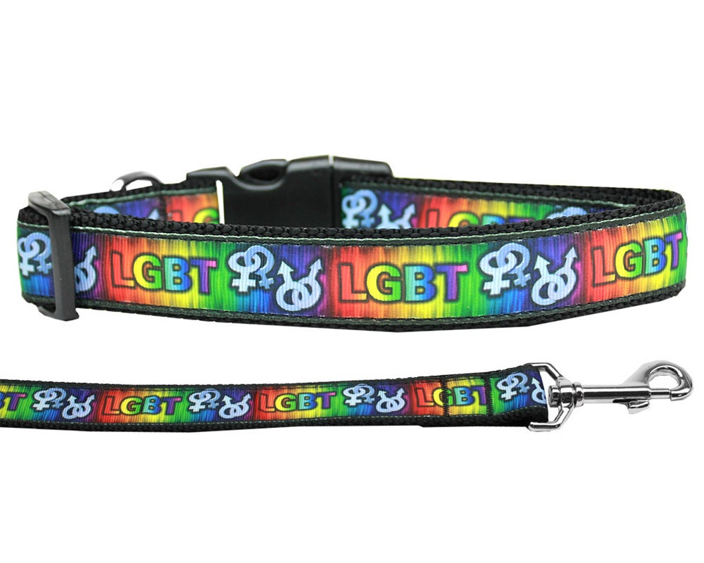 Pet Dog & Cat Nylon Collar or Leash, "LGBT"-0